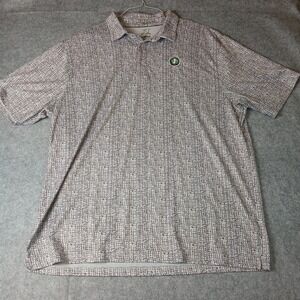 Ahead Golf Polo Mens XXL Gray Red Abstract Print Suburban Golf Club‎ Performance